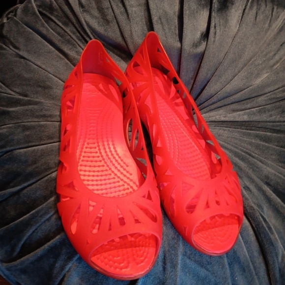 Crocs Adrina Slip On - Open Toe - Ballet Flats Pink Purple Jelly Women's 6 - Picture 1 of 4